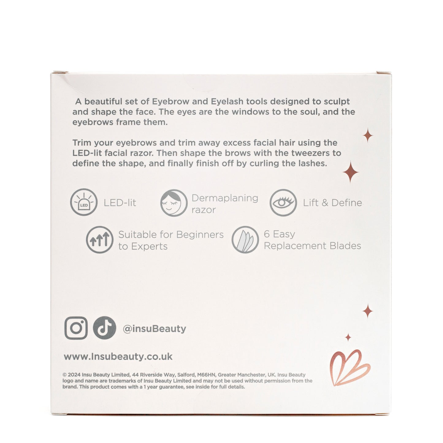 Insu Beauty Brow & Lash Giftset Dermaplaning Wand Eyebrow Eyelash Groooming Set