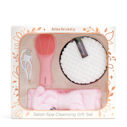 Insu Beauty Salon Spa Cleansing Giftset Sonic Skin Cleanser Make up Remover Pad and Headband Set